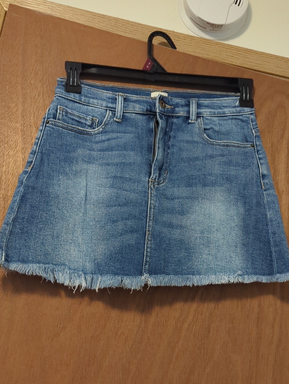 Sneak Peek Blue Denim Mini Skirt with Frayed Hem